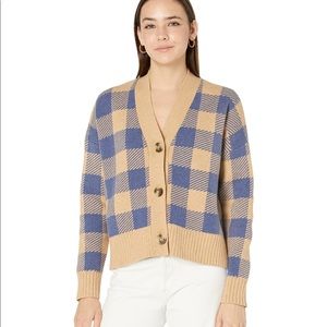 Madewell Bayberry Cardigan Sweater in Buffalo Check, XL